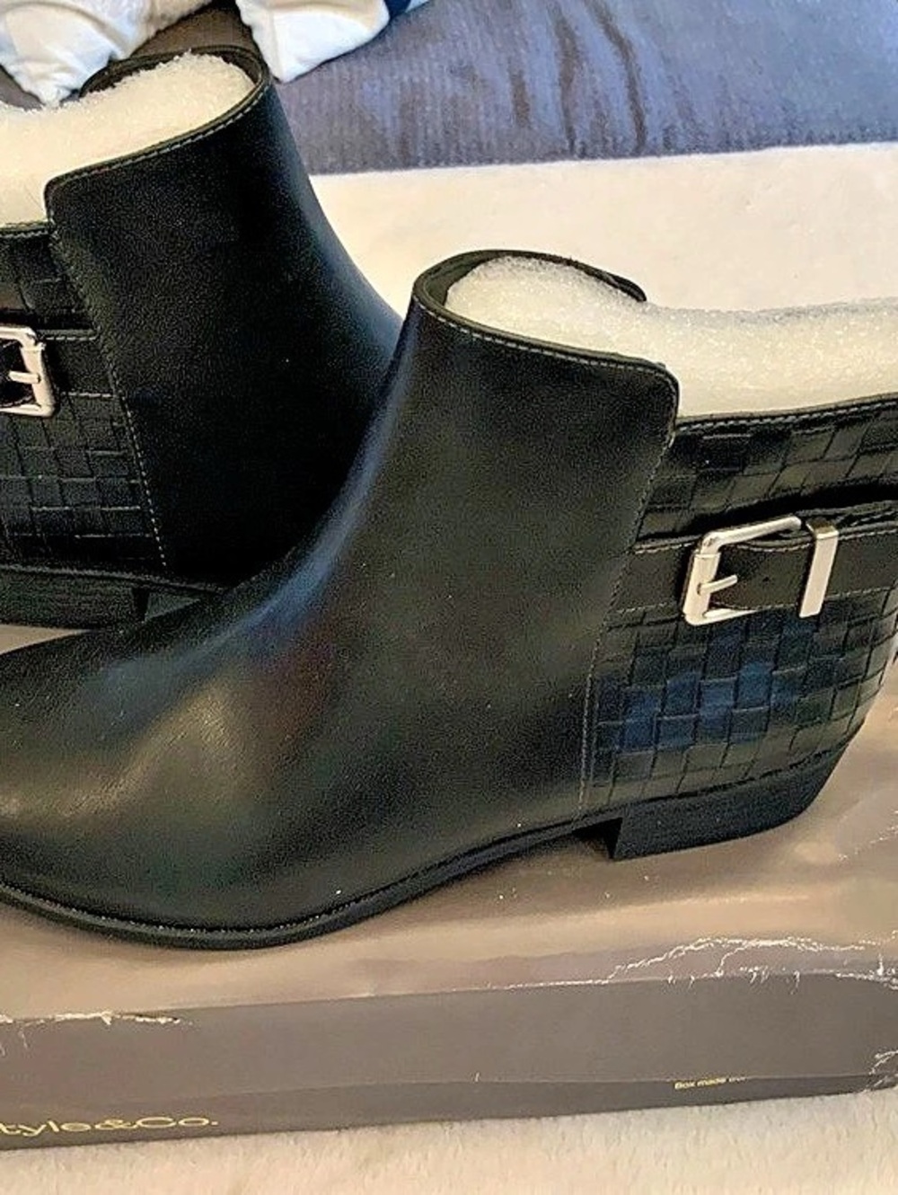 Style&Co. Black Buckle Ankle Boots NWT size 8 sku 3386